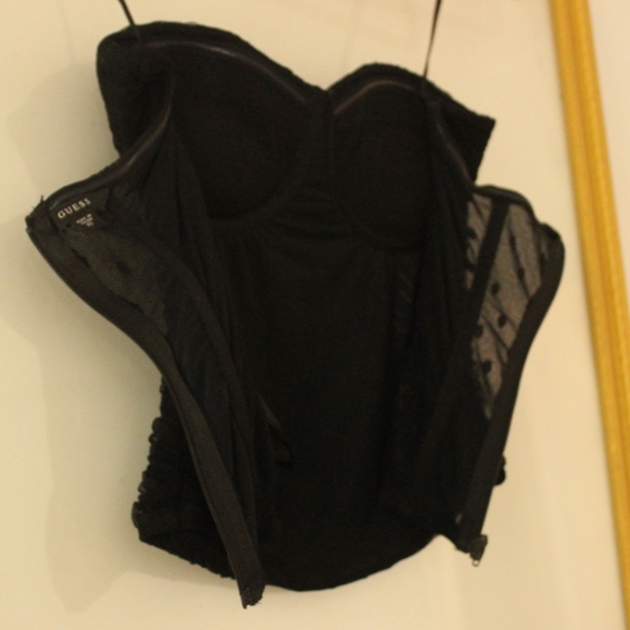 Strapless Gathered Eyelet Lace Bustier - Picture 3 of 6